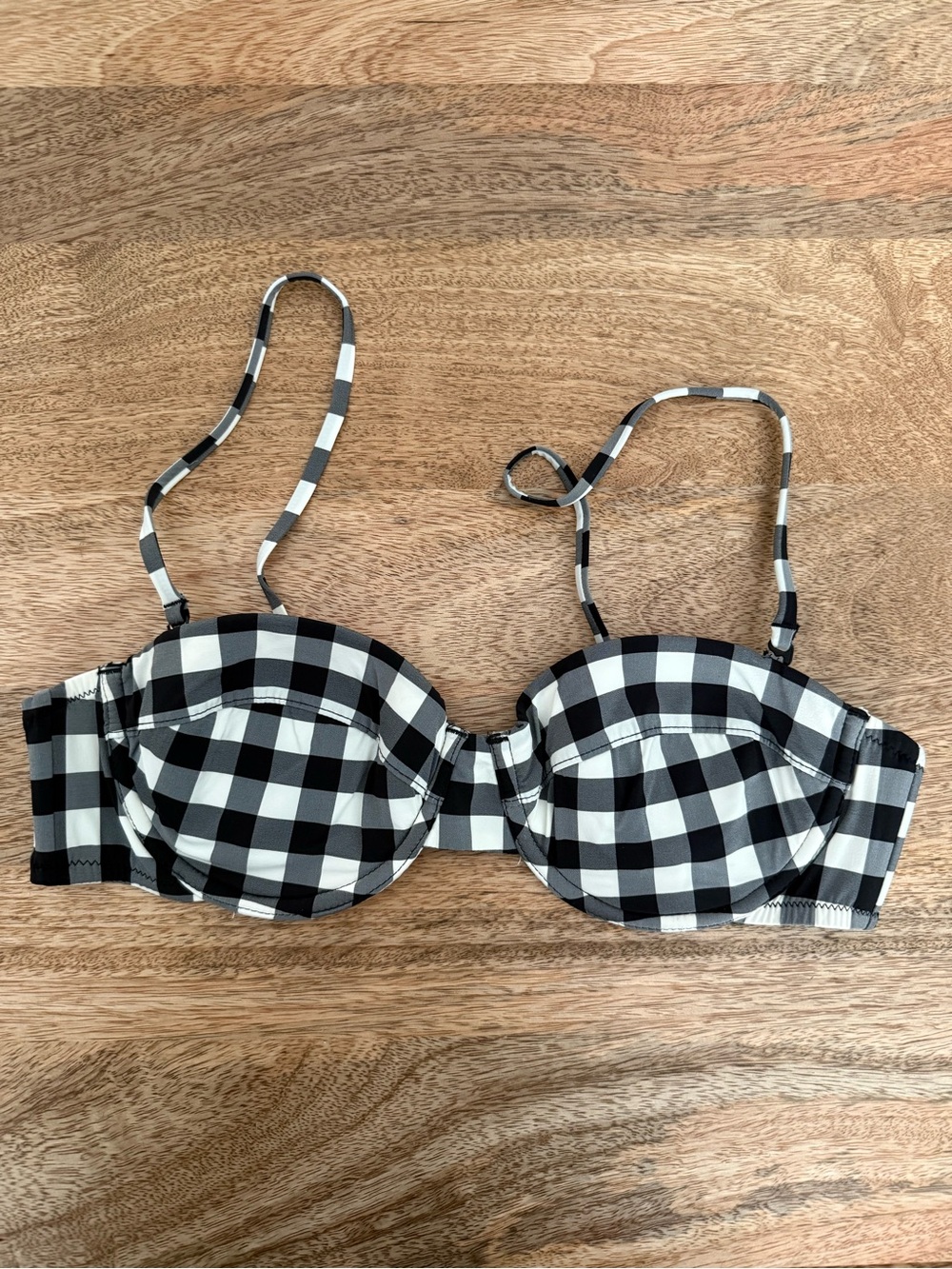 JCrew Black & White Gingham Bikini Top